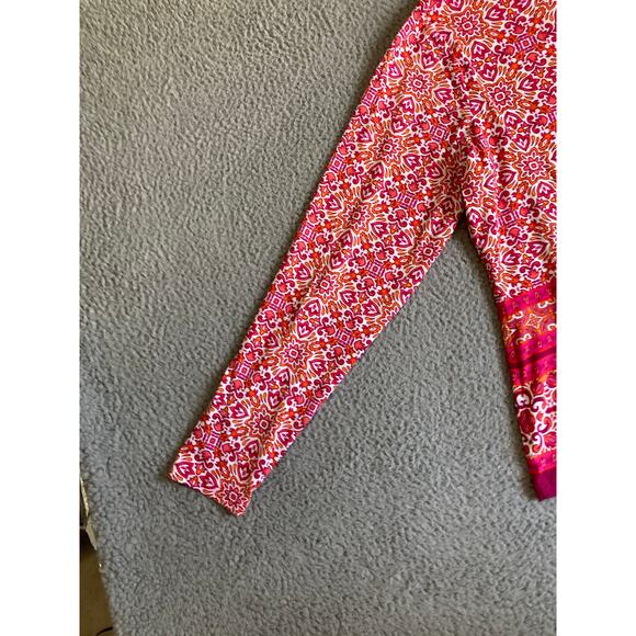 Lands End Top Large Petite Long Sleeve Active Performance Golf Geometri Shirt LP - Picture 5 of 12